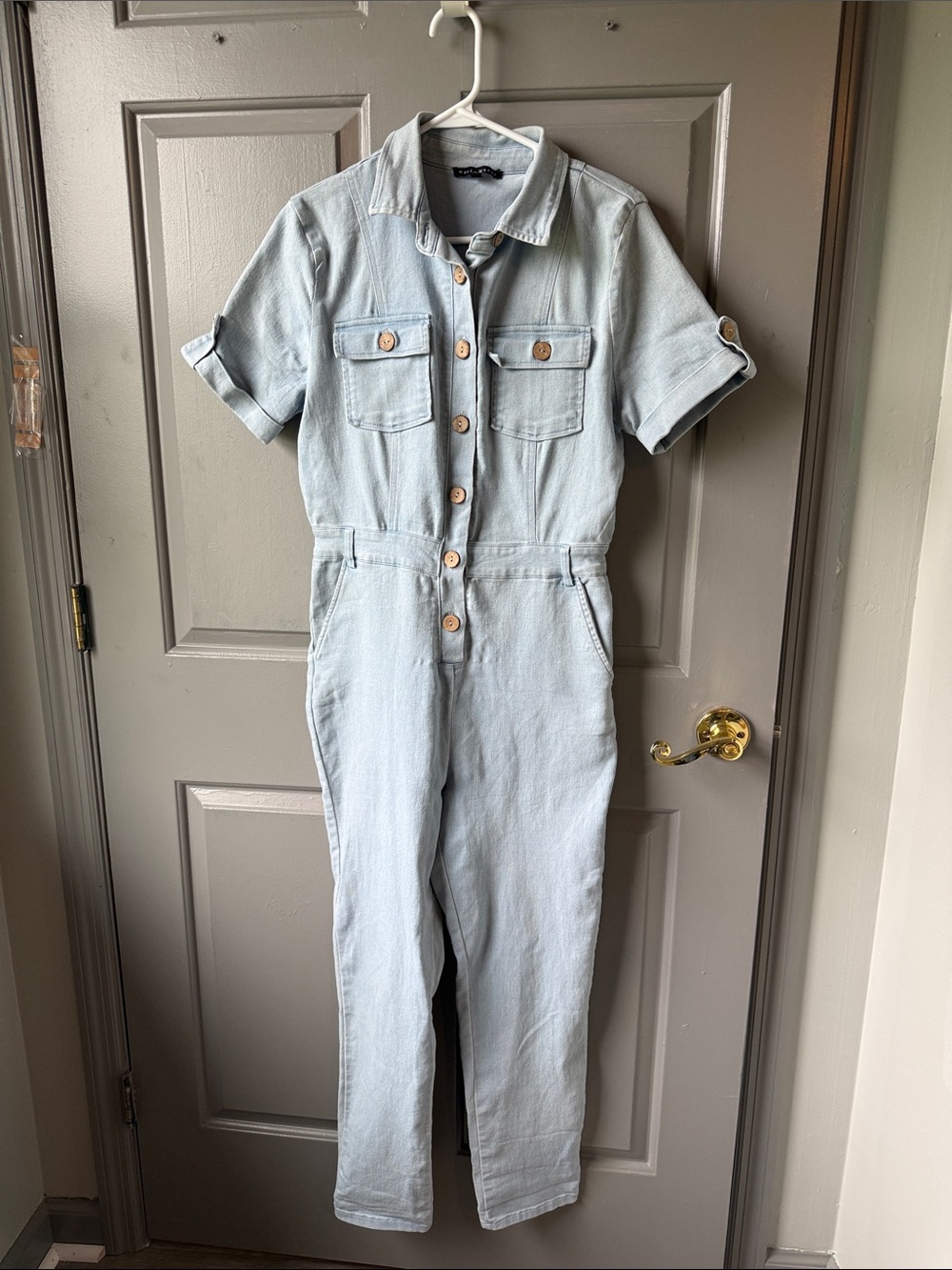 Haute Monde Light Blue Denim Romper